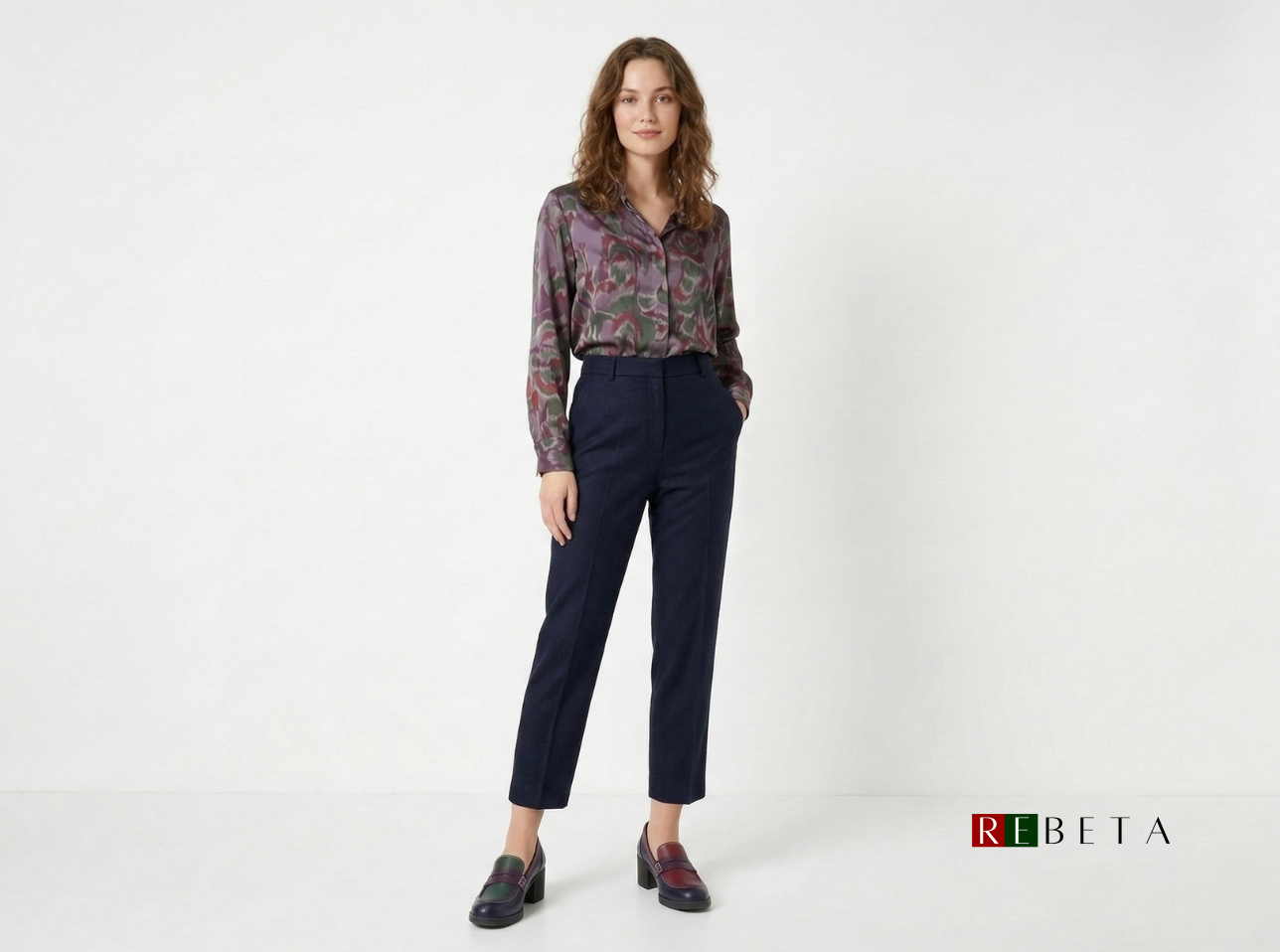 REBETA Deri Kadın Çift Renkli Kombin Topuklu Ayakkabı