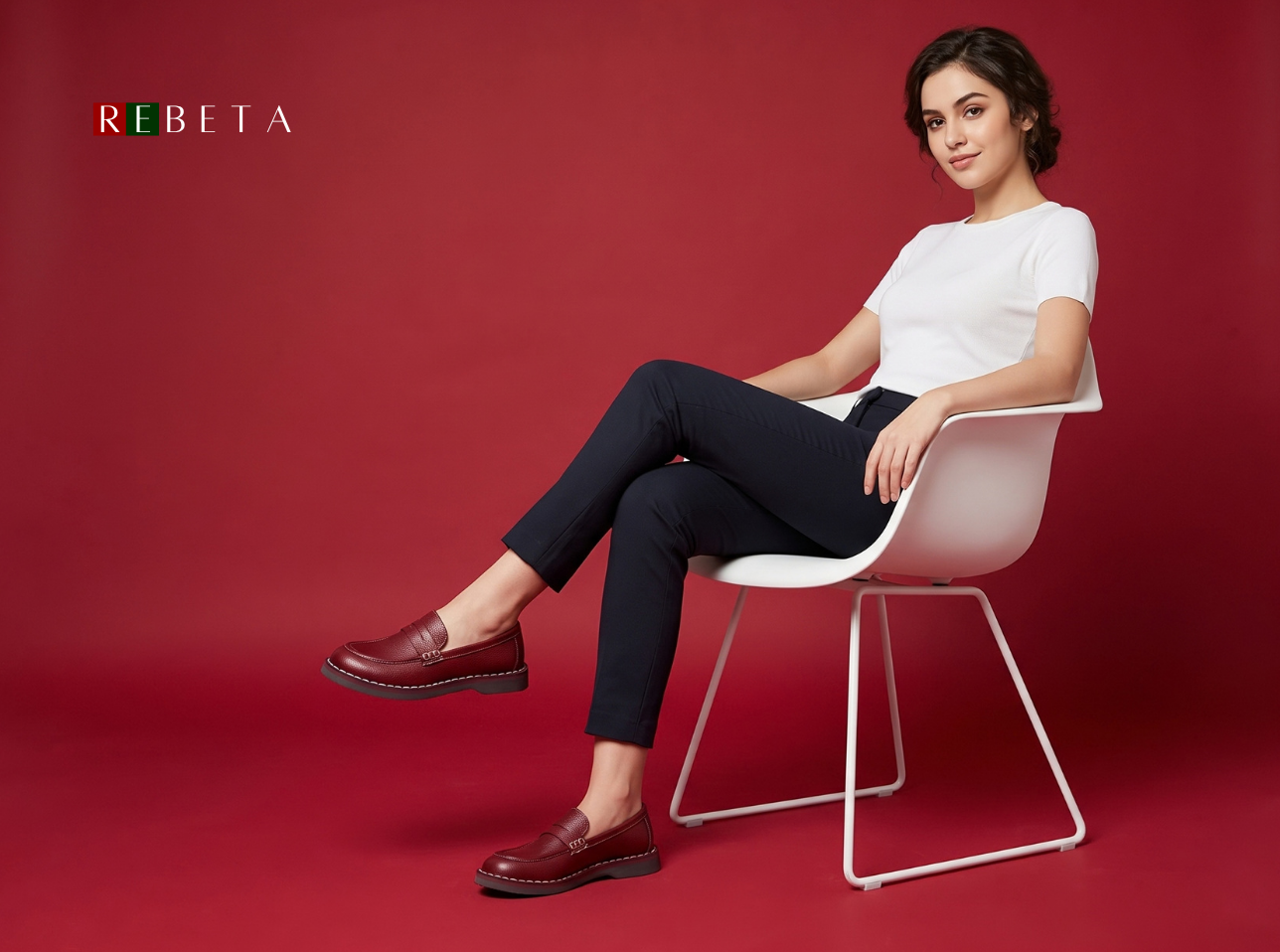 REBETA Deri Kadın Dikiş Detaylı Bordo Loafer Ayakkabı
