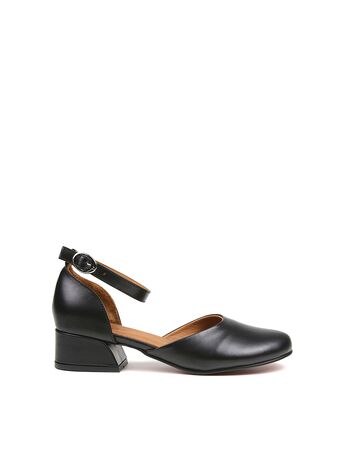 REBETA Deri Kadın Topuklu Ayakkabı Siyah