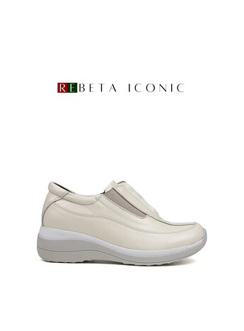 REBETA Deri Kadın Yüksek Tabanlı Krem Ayakkabı