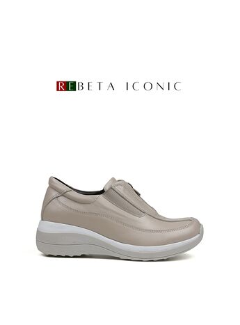 REBETA Deri Kadın Yüksek Tabanlı Bej Ayakkabı