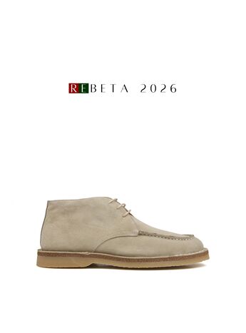 REBETA Deri Erkek Bağcıklı Bej Süet Bot