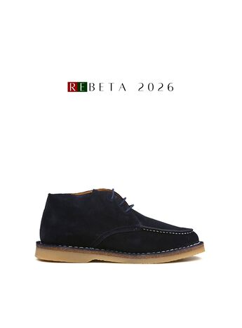 REBETA Deri Erkek Bağcıklı Lacivert Süet Bot