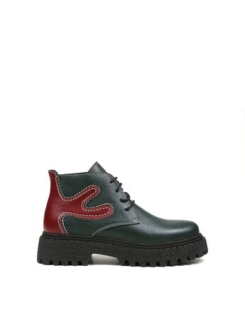 REBETA Deri Kadın Bot Yeşil Kombin