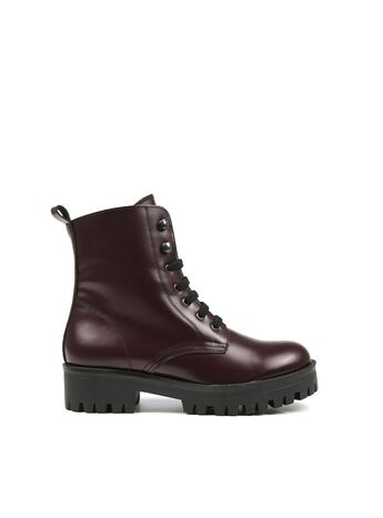 REBETA Deri Kadın Bağlamalı ​Bordo ​Bot Açma​