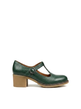 REBETA Deri Kadın Yeşil Topuklu Ayakkabı