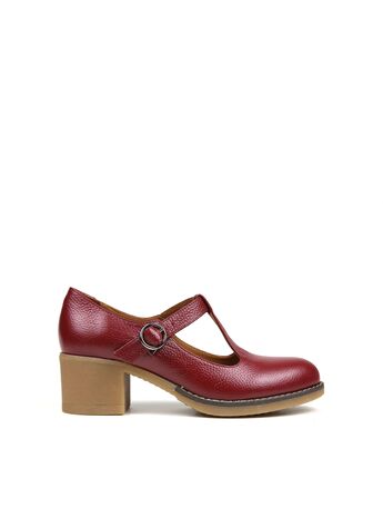 REBETA Deri Kadın Bordo Topuklu Ayakkabı