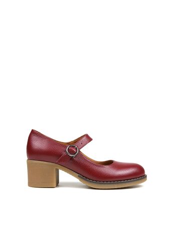 REBETA Deri Kadın Bordo Topuklu Ayakkabı