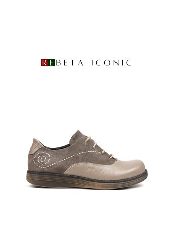 REBETA Deri Kadın Dikiş Detaylı Vizon Kombin Ayakkabı