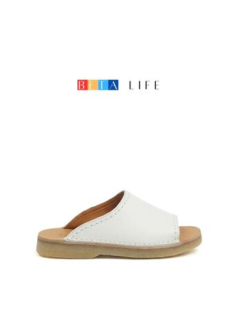 BETA Life Kadın Beyaz Deri Önü Açık Terlik