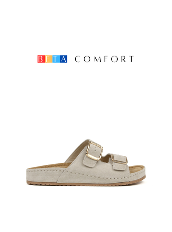 BETA Comfort Kadın Toka Detaylı Bej Süet Terlik