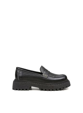 REBETA Deri Kadın Siyah Loafer Ayakkabı