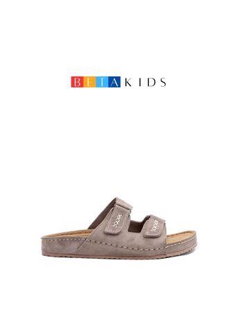 BETA Kids Kız Çocuk Çift Bantlı Saraçlı Vizon Süet Terlik
