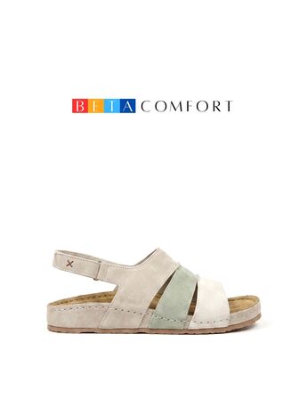 BETA COMFORT Kadın Bej Kombin Süet Deri Sandalet