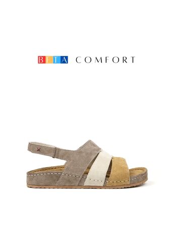 BETA COMFORT Kadın Taba Kombin Süet Deri Sandalet