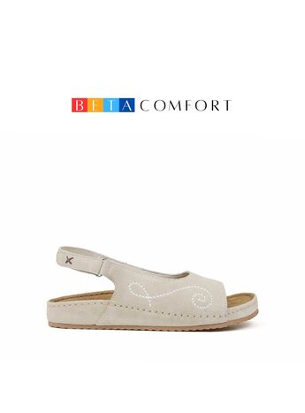 BETA COMFORT Kadın Bej Süet Deri Sandalet