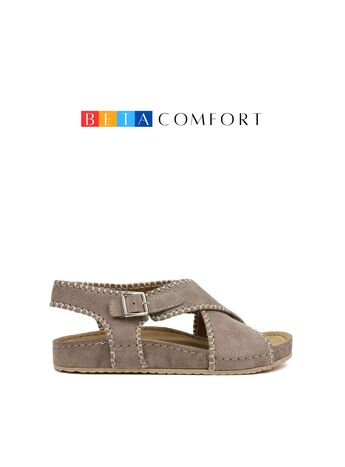 BETA COMFORT Kadın Vizon Süet Deri Sandalet