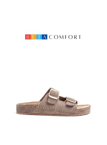 BETA Comfort Kadın Toka Detaylı Vizon Süet Terlik