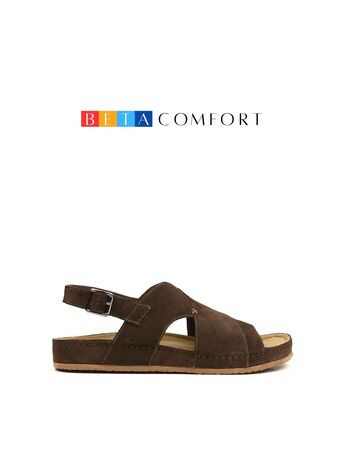 BETA Comfort Erkek Toka Detaylı Kahve Süet Sandalet
