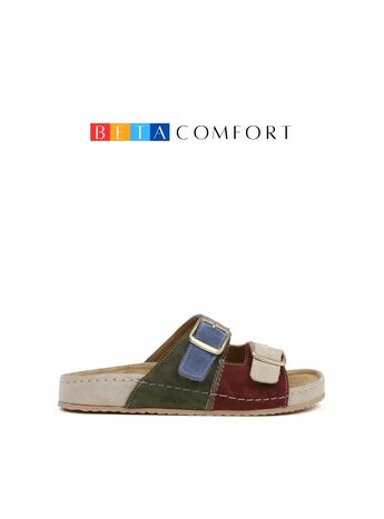 BETA Comfort Kadın Toka Detaylı Bordo Kombin Süet Terlik