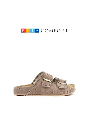 BETA Comfort Kadın Püsküllü Toka Detaylı Vizon Süet Terlik