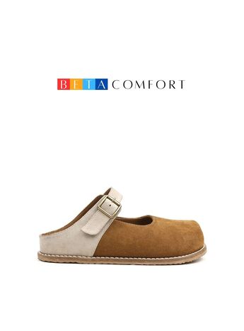 BETA Comfort Kadın Toka Detaylı Önü Kapalı Taba Kombin Süet Terlik