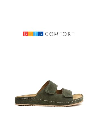 BETA Comfort Deri Erkek Saraçlı Yeşil Süet Terlik