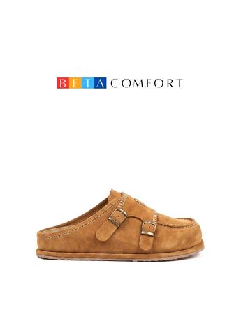 BETA Comfort Kadın Toka Detaylı Önü Kapalı Taba Süet Terlik