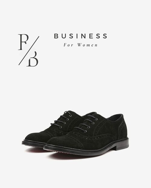 REBETA Deri Kadın Business Ayakkabı Siyah Süet