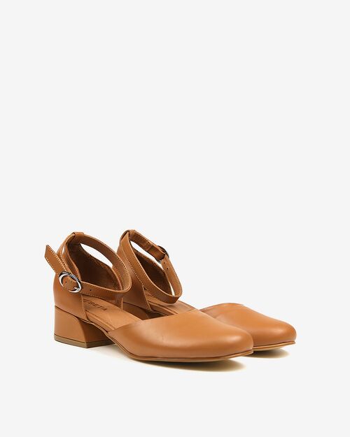 REBETA Deri Kadın Topuklu Ayakkabı Taba