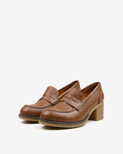 REBETA Deri Kadın Loafer Ayakkabı Taba