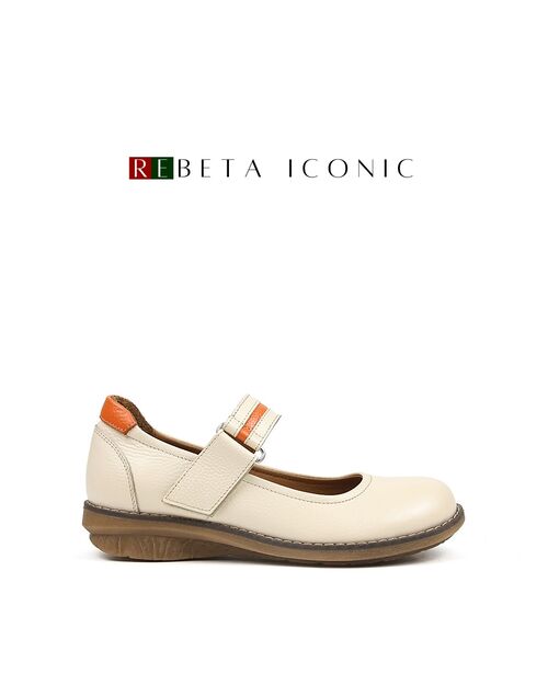 REBETA Deri Kadın Ayakkabı Krem Kombin