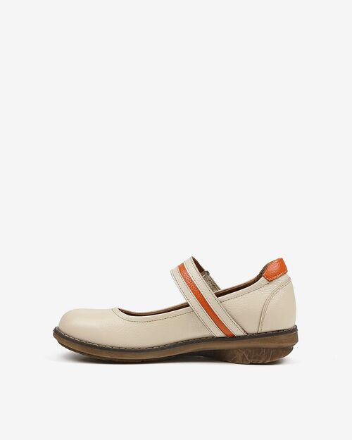 REBETA Deri Kadın Ayakkabı Krem Kombin