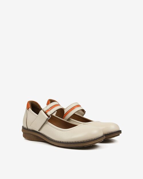 REBETA Deri Kadın Ayakkabı Krem Kombin