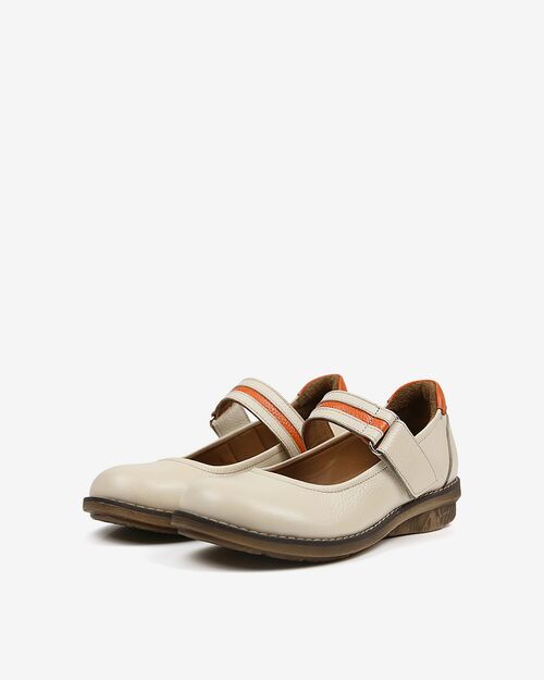 REBETA Deri Kadın Ayakkabı Krem Kombin