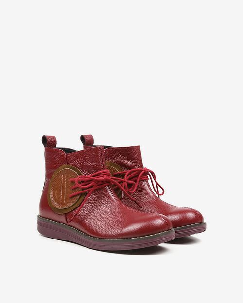 REBETA Deri Kadın Bot Koyu Kırmızı