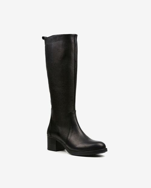 REBETA Deri Kadın Topuklu Siyah Çizme