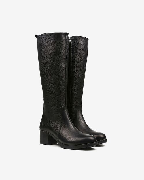 REBETA Deri Kadın Topuklu Siyah Çizme