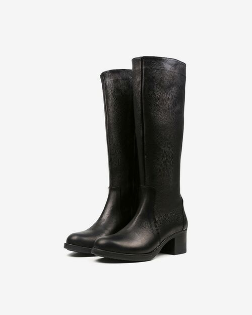 REBETA Deri Kadın Topuklu Siyah Çizme