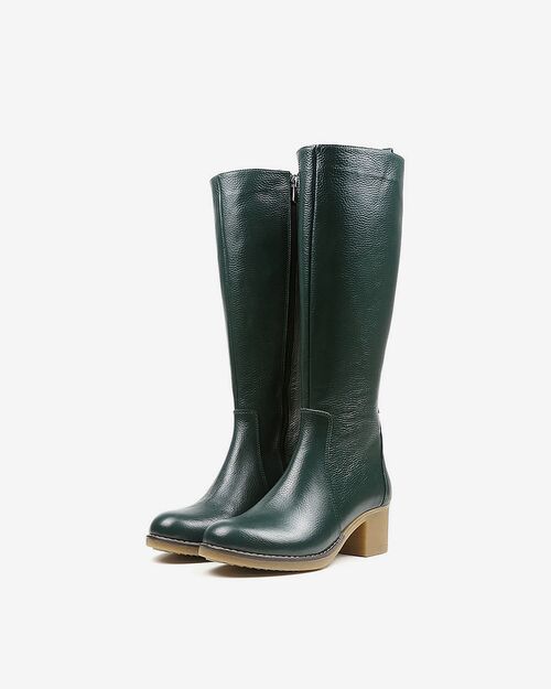 REBETA Deri Kadın Topuklu Yeşil Çizme