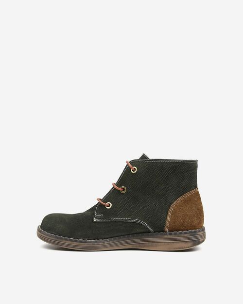 REBETA Deri Kadın Haki Kombin Süet Bot