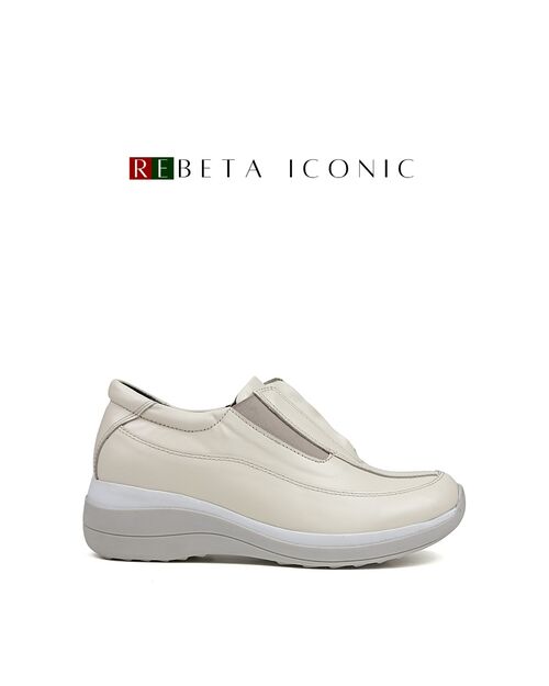 REBETA Deri Kadın Yüksek Tabanlı Krem Ayakkabı