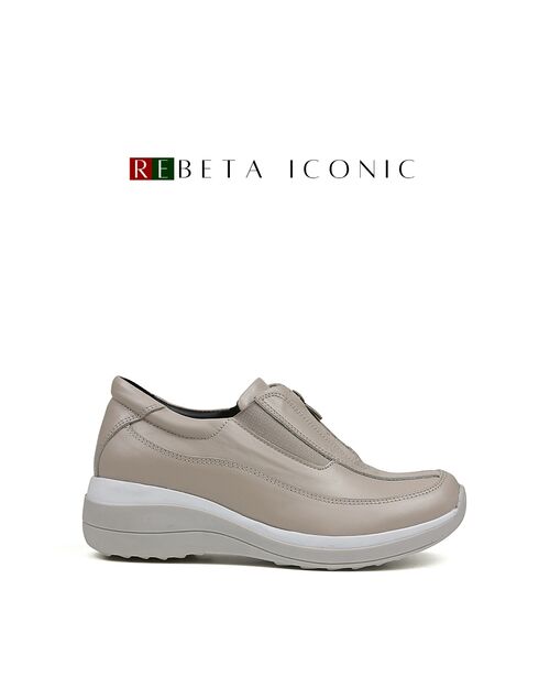 REBETA Deri Kadın Yüksek Tabanlı Bej Ayakkabı
