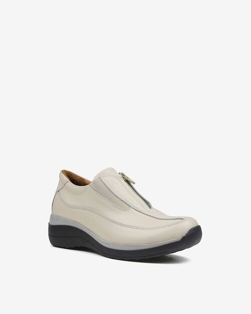 REBETA Deri Kadın Yüksek Tabanlı Krem Kombin Ayakkabı