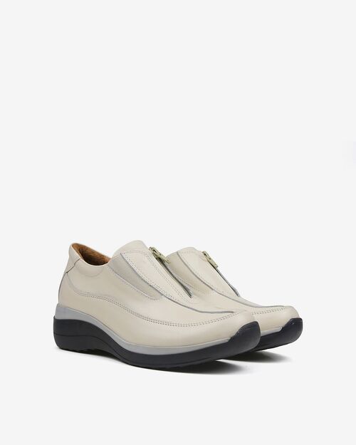 REBETA Deri Kadın Yüksek Tabanlı Krem Kombin Ayakkabı