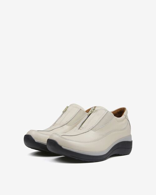 REBETA Deri Kadın Yüksek Tabanlı Krem Kombin Ayakkabı