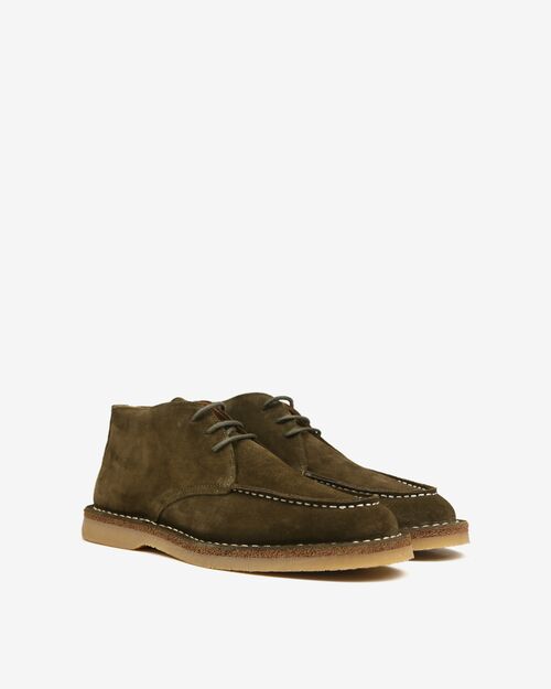 REBETA Deri Erkek Bağcıklı Haki Süet Bot