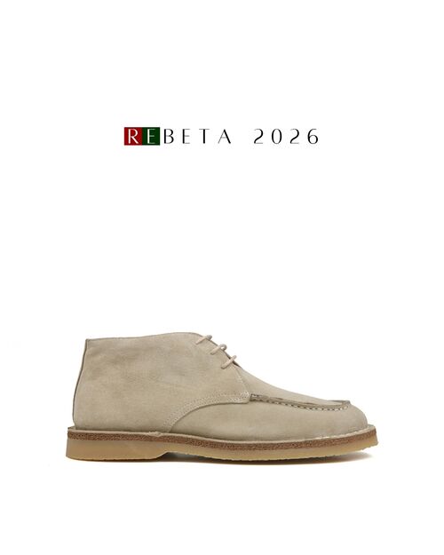 REBETA Deri Erkek Bağcıklı Bej Süet Bot