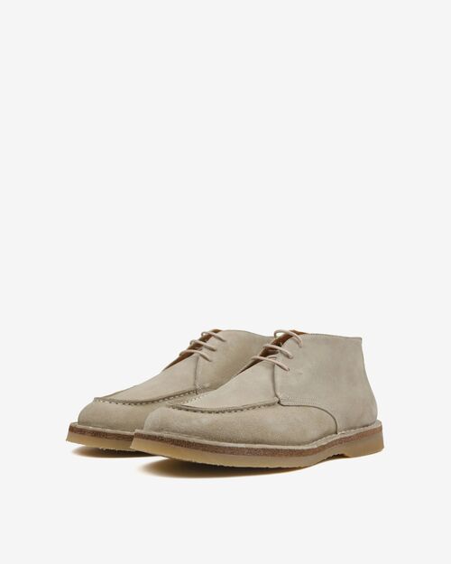 REBETA Deri Erkek Bağcıklı Bej Süet Bot