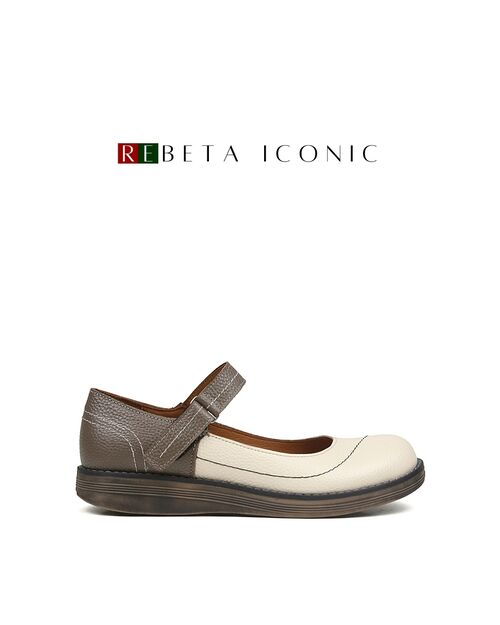 REBETA Deri Kadın Bantlı Bej Kombin Ayakkabı